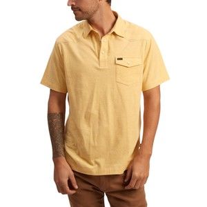 Howler Brothers Ranchero Short Sleeve Polo Sunflower Heather Pearl Snaps XXL
